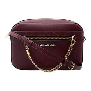Michael Kors Jet Set Item Lg East West Zip Chain Crossbody Handbag Merlot Maroon